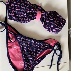 Pink Victoria Secret strapless bathing suit